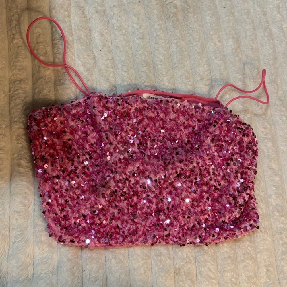 NWT Ragstock festival cropped shimmer tank Large